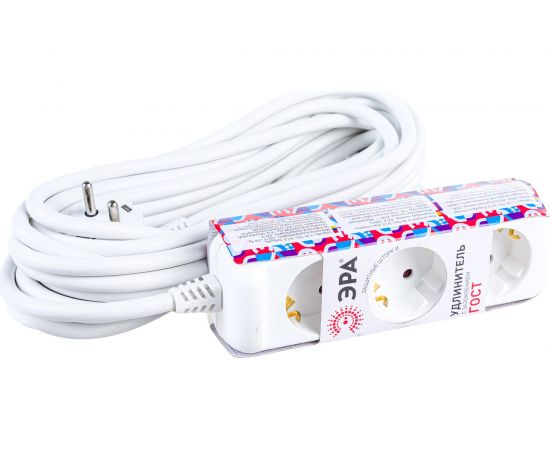 Электрический удлинитель ЭРА U3e10m3x1,5 с заземлением 3 розетки 10м ПВС 3x1,5мм2 16А Б0044035 – изображение 3