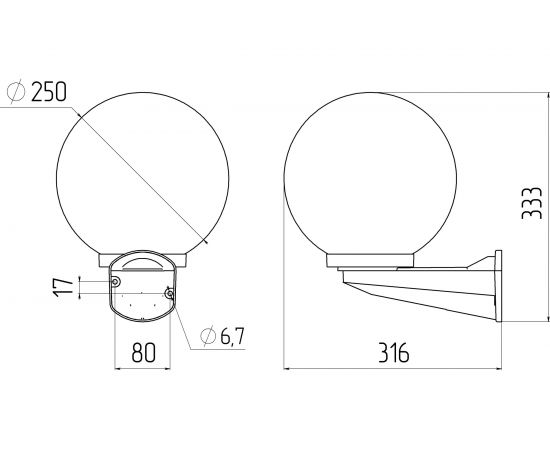 Садово-парковый светильник ЭРА НБУ 01-60-252 шар, прозрачный, призма, с настенным крепежом Б0048079 – изображение 4