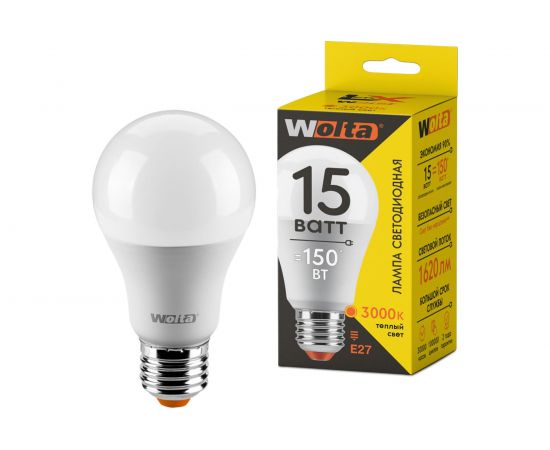 Лампа WOLTA LX A60 E27 15W 3000K 30Y60BL15E27 