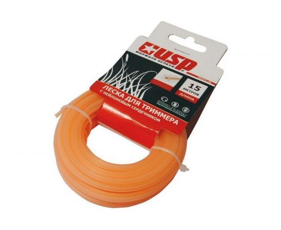 Леска для триммера (15 м, квадрат, 2.4 мм) с нейлоновым сердечником USP 78155 