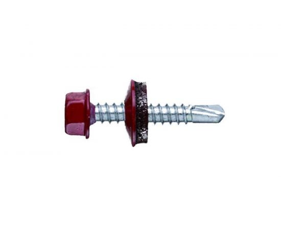 Кровельный саморез Tech-Krep КР сверло 4,8х35 RAL-3005 винно-красный 250 шт, ведро 127873 