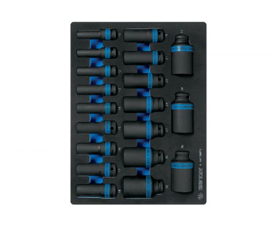 Набор ударных глубоких торцевых головок 1/2"", шестигранные, 10-36 мм, ложемент, 19 шт. KING TONY 9-4419MPV 