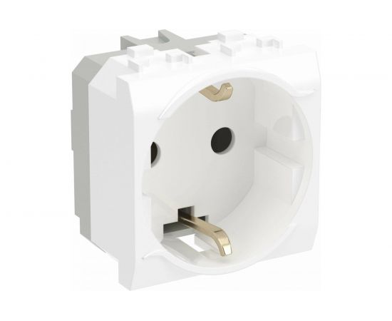 Двухмодульная электрическая розетка с заземлением и шторками, белая, DKC 76482B 