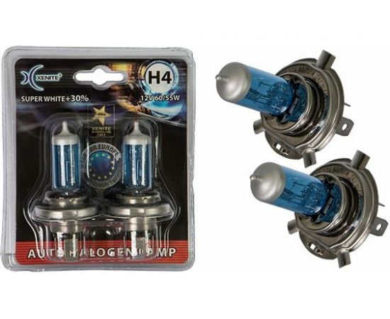 Автомобильная лампа XENITE SUPER WHITE H4, P43t, 12 В, 2 шт. 1007045 
