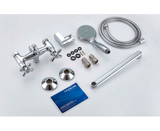 Смеситель для ванны LEDEME длинный излив L30F, крест, керамика L2518 89567 – изображение 3