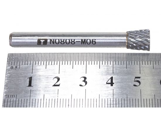 Борфреза твердосплавная обратный конус с двойной насечкой (8х8 мм; хвостовик 6 мм) ПНЕВМО-ТРЕЙД N0808-M06 – изображение 4