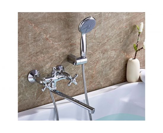 Смеситель для ванны LEDEME длинный излив L30F, крест, керамика L2518 89567 – изображение 4