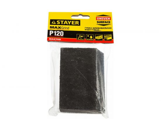 Угловая шлифовальная губка средней жесткости, зерно - оксид алюминия, Р120, 100x68x42x26мм STAYER MASTER 3561-120 – изображение 5