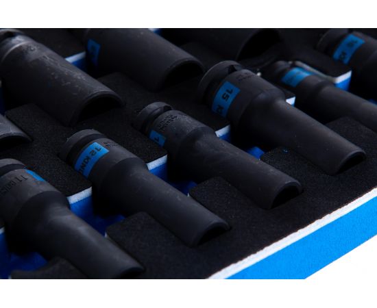 Набор ударных глубоких торцевых головок 1/2"", шестигранные, 10-36 мм, ложемент, 19 шт. KING TONY 9-4419MPV – изображение 5