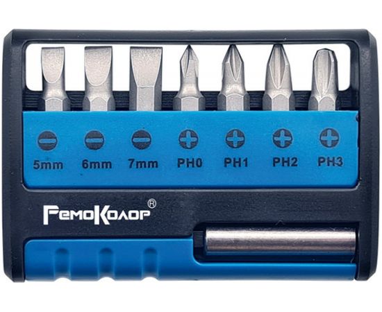 Набор бит в пластиковом боксе (8 предметов; CrV) РемоКолор 33-2-703 