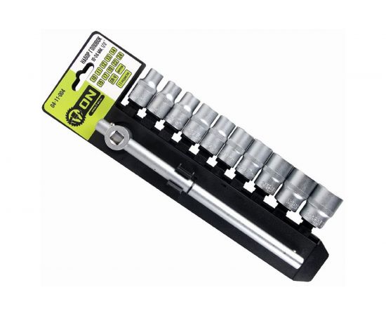 Набор головок ON 10-24 мм, 11 предметов, 1/2, головки и вороток, Cr-V 04-11-004 