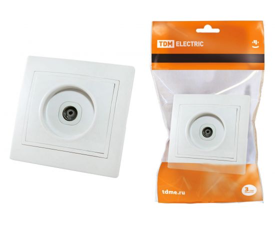 Телевизионная простая розетка, мама, белая, 0-2400 МГц TDM Таймыр SQ1814-0022 