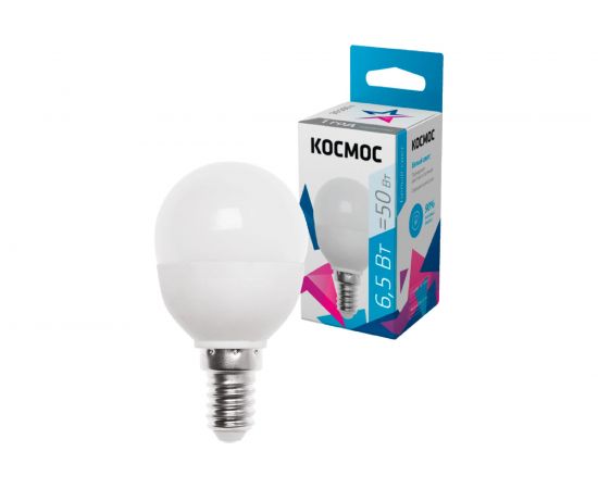 Светодиодная лампа LED GL45 6.5Вт 220В E14 4500К КОСМОС Экономик LkecLED6.5wGL45E1445 417244 