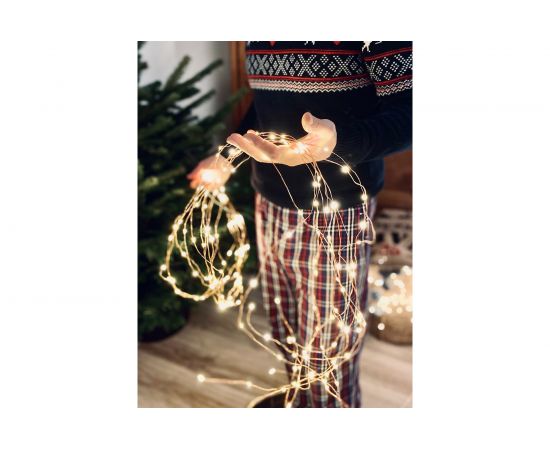 Светодиодная гирлянда КОСМОС Золотые нити, медный провод, IP44, 10 метров KOCNL-EL151 – изображение 2