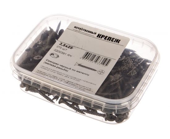 Саморез Качественный КРЕПЕЖ 3.5x25 мм, потай, частая резьба, оксид, 270 шт 0200391 КЧ – изображение 2