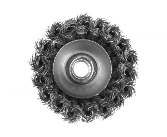 Щетка чашка металлическая (75 мм; М14; крученая проволока) для УШМ TUNDRA 1032345 – изображение 3