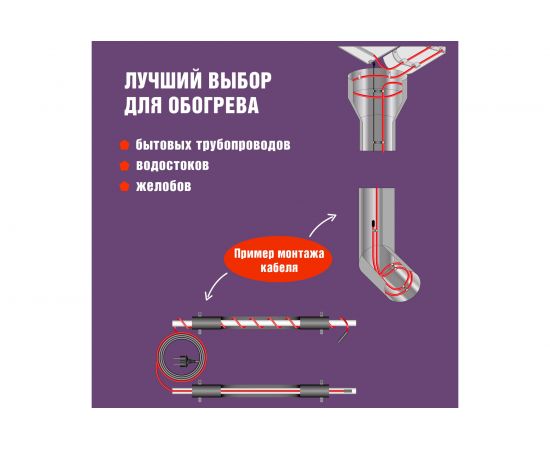 Греющий саморегулирующийся кабель на трубу Rexant Extra Line 25MSR-PB 3M 3м/75Вт 51-0638 – изображение 4