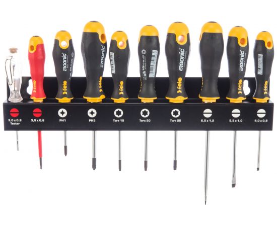 Набор отверток, диэлектрическая отвертка и отвертка тестер напряжения 10 шт. Felo Ergonic 40091013 – изображение 5