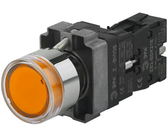 Кнопка управления с подсветкой ЭРА, LAY5BW3561 желтый 1з 20/200/5000 Б0045662 