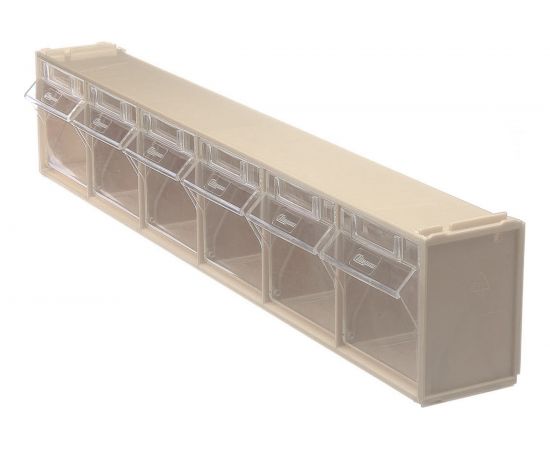Откидной короб СТЕЛЛА-ТЕХНИК 600х96х112мм, 6 ячеек, бежевый, прозрачный, F-600-6-B – изображение 2