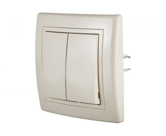 Двухклавишный выключатель Aling-conel PRESTIGE 10AX 250В, бежевый 606.99 113068 – изображение 2