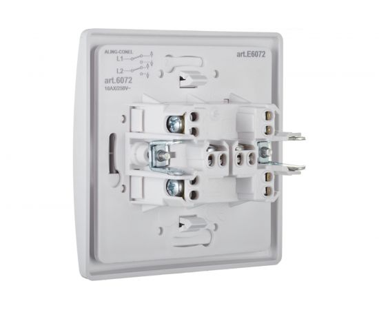 Альтернативный двухклавишный выключатель Aling-conel PRESTIGE 10AX 250В, белый 6072.00 113153 – изображение 3