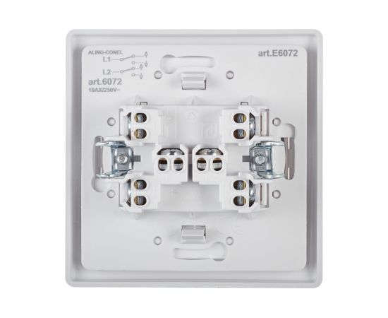Альтернативный двухклавишный выключатель Aling-conel PRESTIGE 10AX 250В, белый 6072.00 113153 – изображение 4