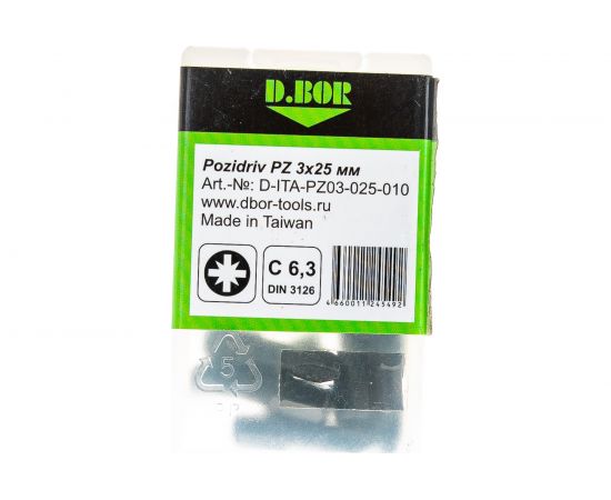 Бита IMPACT Torsion (10 шт; Pz3; 25 мм) для ударного импульсного инструмента D.BOR D-ITA-PZ03-025-010 – изображение 5
