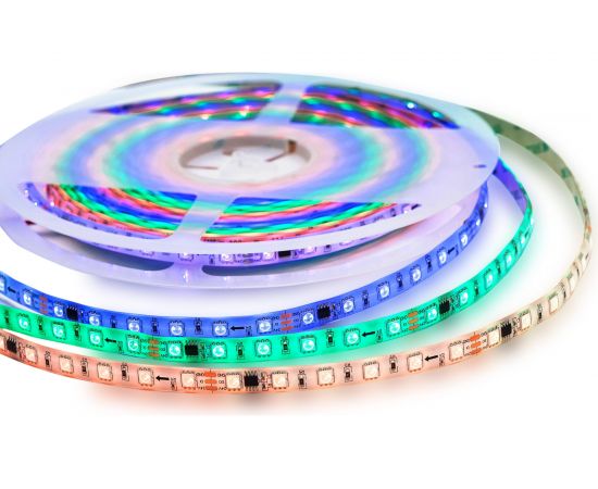 Комплект адресной ленты Apeyron 24В, 14,4Вт/м, smd5050, 60д/м, IP65, подложка 10мм (белая), 10м, RGB/ 10-100 