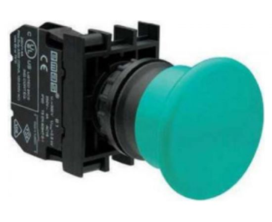 Нажимная кнопка Emas Грибок зелёная, без фиксации, 1НО, серия B, 250 В AC, 4 А, 10 шт. B100MY 
