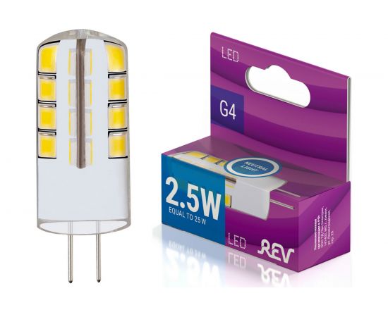 Светодиодная лампа REV JC G4, 2,5W, 4000K, 220V 32438 6 