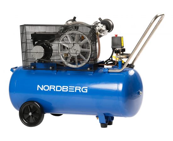 Компрессор NORDBERG 2х поршн., ременной, чугунная головка, 220В, ресив. 100л, 320л/мин NCE100/360 