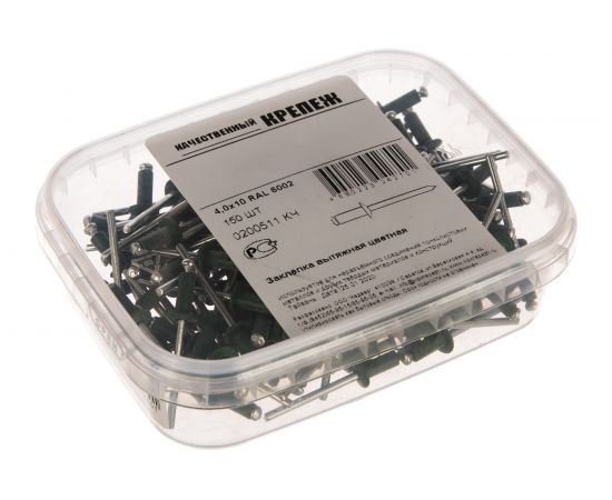 Заклёпка вытяжная зеленый лист (150 шт; 4х10 мм; RAL 6002150) Качественный КРЕПЕЖ 0200511 КЧ – изображение 2