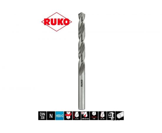 Сверло по металлу HSS-G DIN 338 (10.2х133х87 мм) Ruko 214102 – изображение 2
