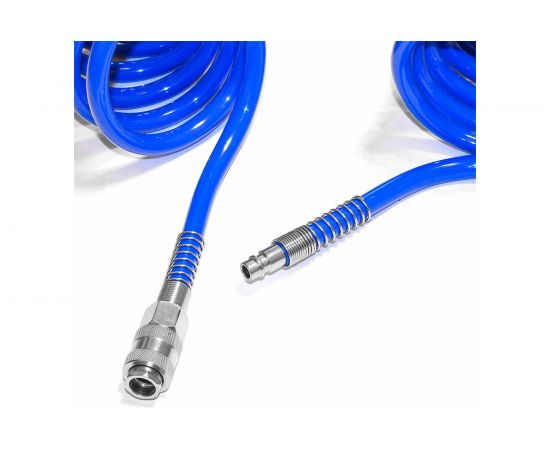 Шланг спиральный полиуретановый с быстроразъёмными соединениями 12x8 мм, 10 м PI TOOLS 6866 – изображение 2