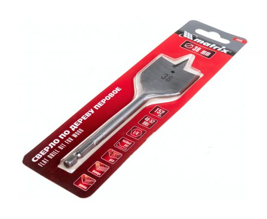 Сверло перовое по дереву (38х152 мм; HEX1/4) MATRIX 70430 – изображение 2