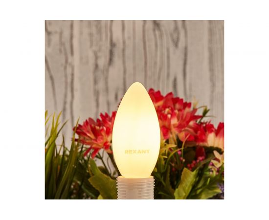 Филаментная лампа REXANT Свеча CN35 9.5 Вт 2700K E14 матовая колба 604-095 – изображение 2