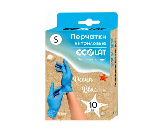 Нитриловые перчатки EcoLat голубые, 10 шт./уп., размер L 73035/L – изображение 2