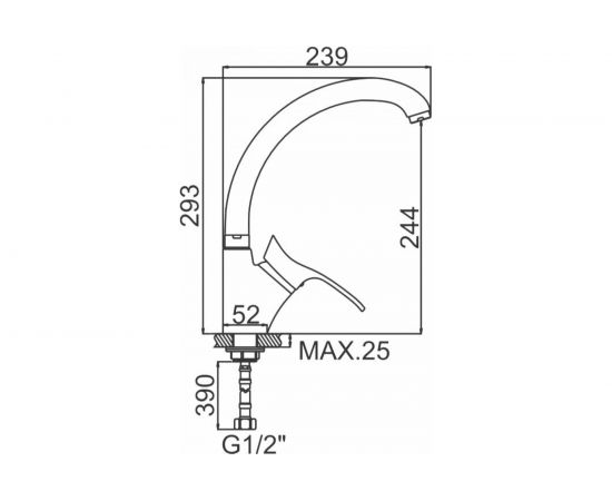 Смеситель для кухни LEDEME картридж диаметр 40 мм, с гайкой, утка L5901 89593 – изображение 2