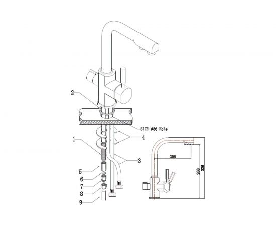 Смеситель для кухни KAISER Decor боковой O35 черный матовый 40144-9 – изображение 3