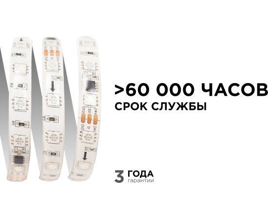 Комплект адресной ленты Apeyron 24В, 14,4Вт/м, smd5050, 60д/м, IP65, подложка 10мм (белая), 2м, RGB 10-95 – изображение 3