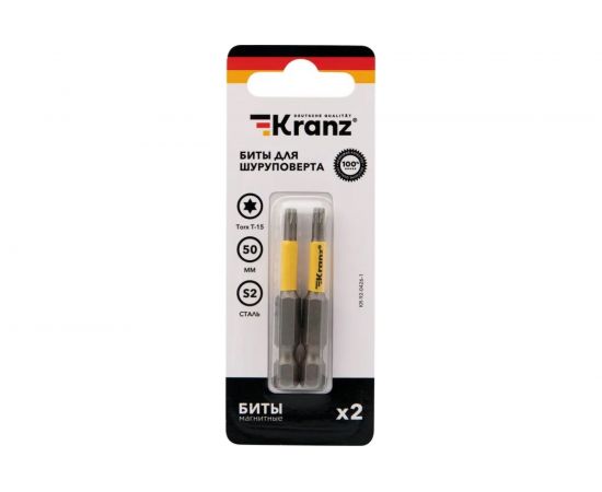 Бита Torx (2 шт; T15x50 мм; сталь S2) для шуруповерта KRANZ KR-92-0426-1 – изображение 3