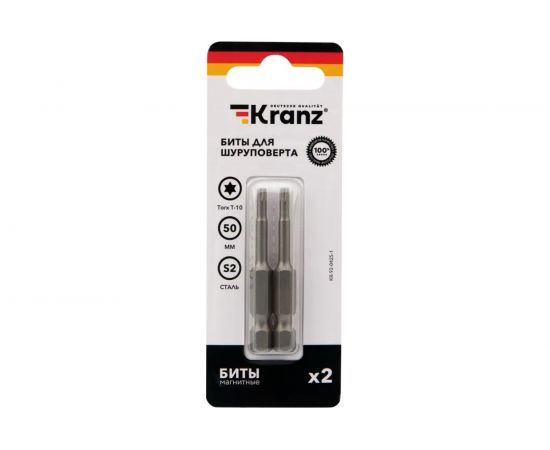 Бита Torx (2 шт; T10x50 мм; сталь S2) для шуруповерта KRANZ KR-92-0425-1 – изображение 3