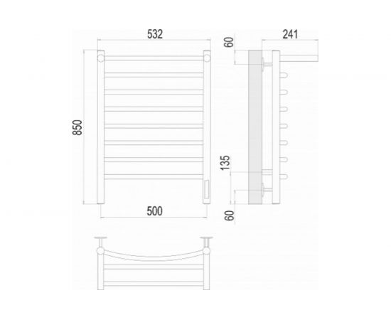 Полотенцесушитель Terminus Классик с полкой quick touch П8 500x850 4670078531414 – изображение 3