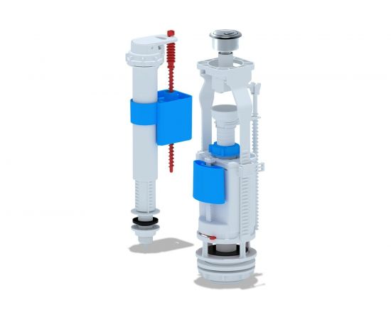 Арматура для бачка АНИ Пласт нижнее подключение, хромированная кнопка, 2 режима WC9510C 023-2660 