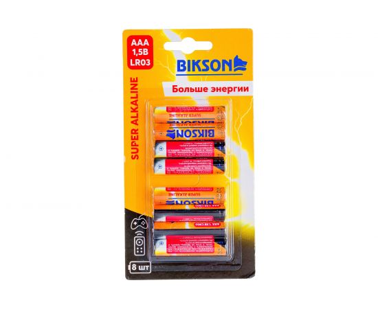 Алкалиновые батарейки Bikson тип ААA, 1,5V, 8шт, Бат479 