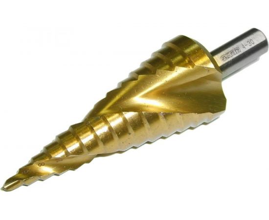 Сверло ступенчатое спиральное по металлу (4-30 мм; 14 ступеней; TiN) SKRAB 30186 