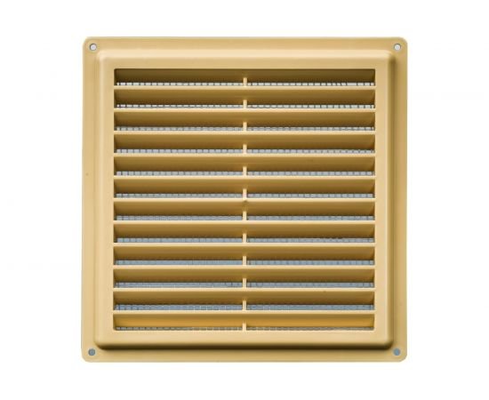 Решетка неразъемная с москитной сеткой (175х175 мм; бежевая; наклонные жалюзи) Эвент Э1717НБЖ 