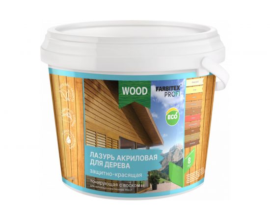 Акриловая лазурь для дерева Farbitex (защитно-красящая; калужница; 5 л) 4300007761 