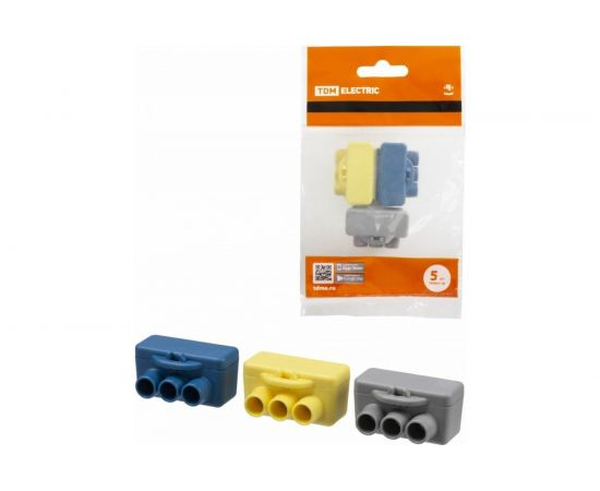 Набор винтовых изолированных клемм TDM КВИ-3 для Al и Cu проводов 6,0мм2 серая, синяя, желтая SQ0510-0606 
